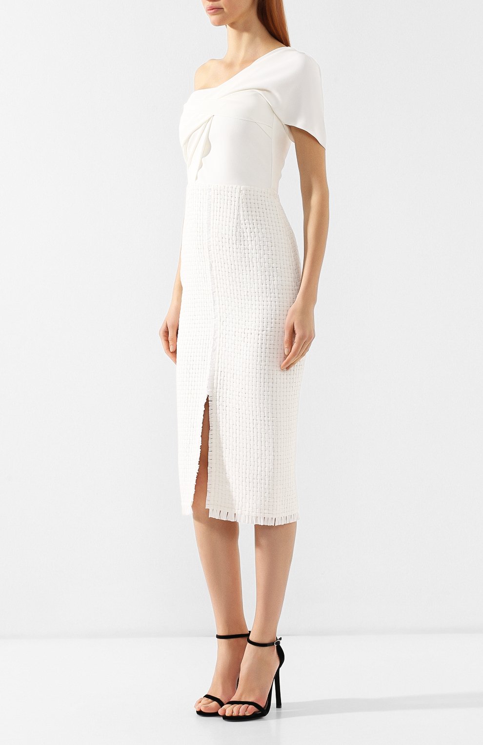 Приталенное платье ROLAND MOURET белого цвета по цене 238500 руб., арт. PS19/S0517/F6363, фото 3 Приталенное платье ROLAND MOURET, арт. PS19/S0517/F6363, фото 3