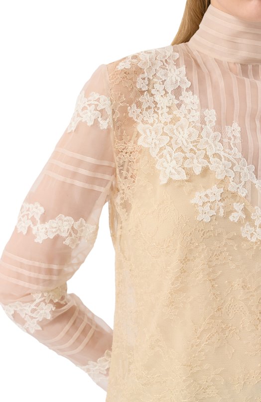 Шелковый топ Valentino 6B3AEAF0928 Кремовый  6B3AEAF0928 Фото 5