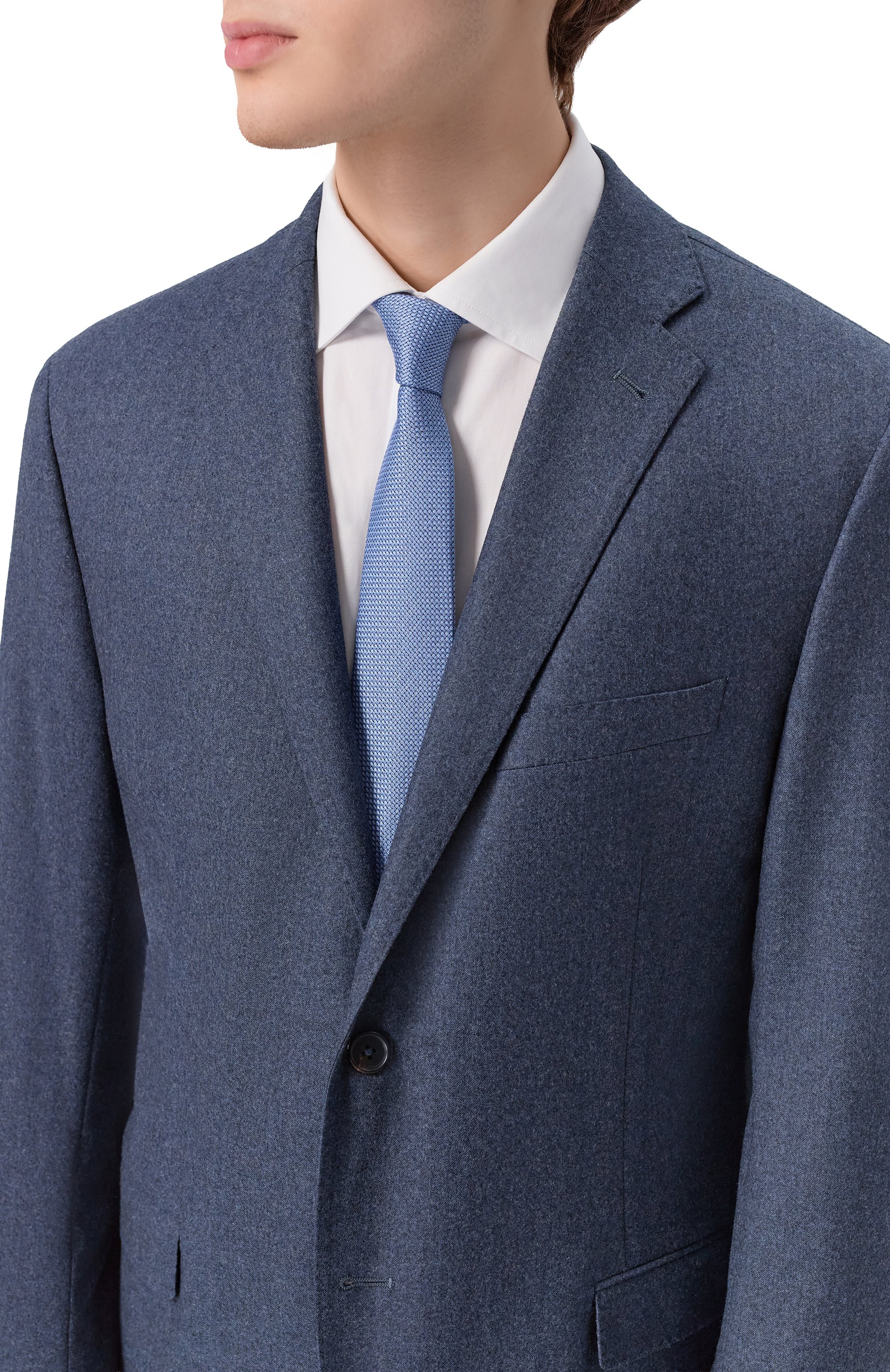 Галстук из шелка и льна CANALI голубого цвета по цене 23150 руб., арт. 18/HJ04592, фото 2 Галстук из шелка и льна CANALI, арт. 18/HJ04592, фото 2