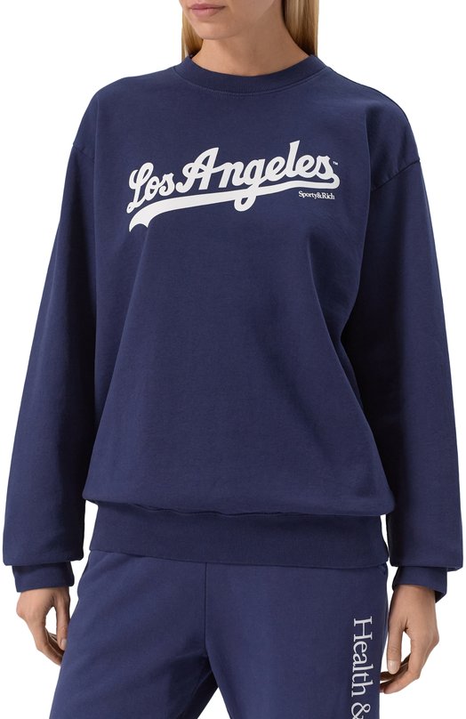 Хлопковый свитшот Sporty & Rich x LA Dodgers Sporty and Rich ST071627667BL106 Синий  ST071627667BL106 Фото 3