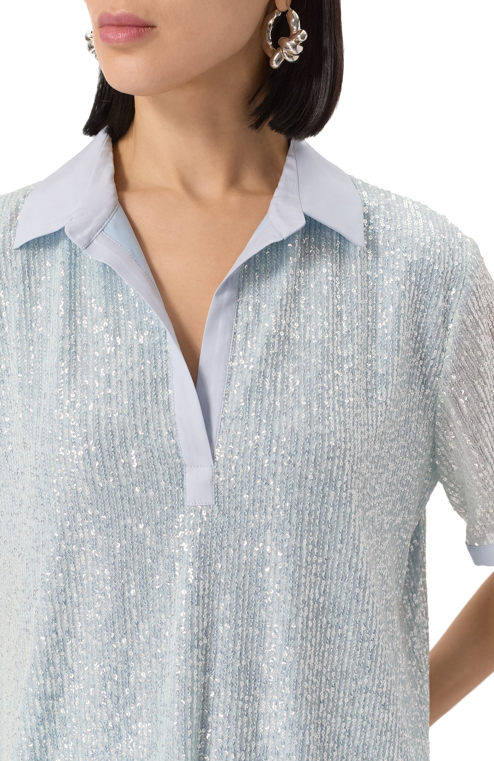 Блузка с отделкой пайетками KITON, арт. D59444K0989E01, фото 5