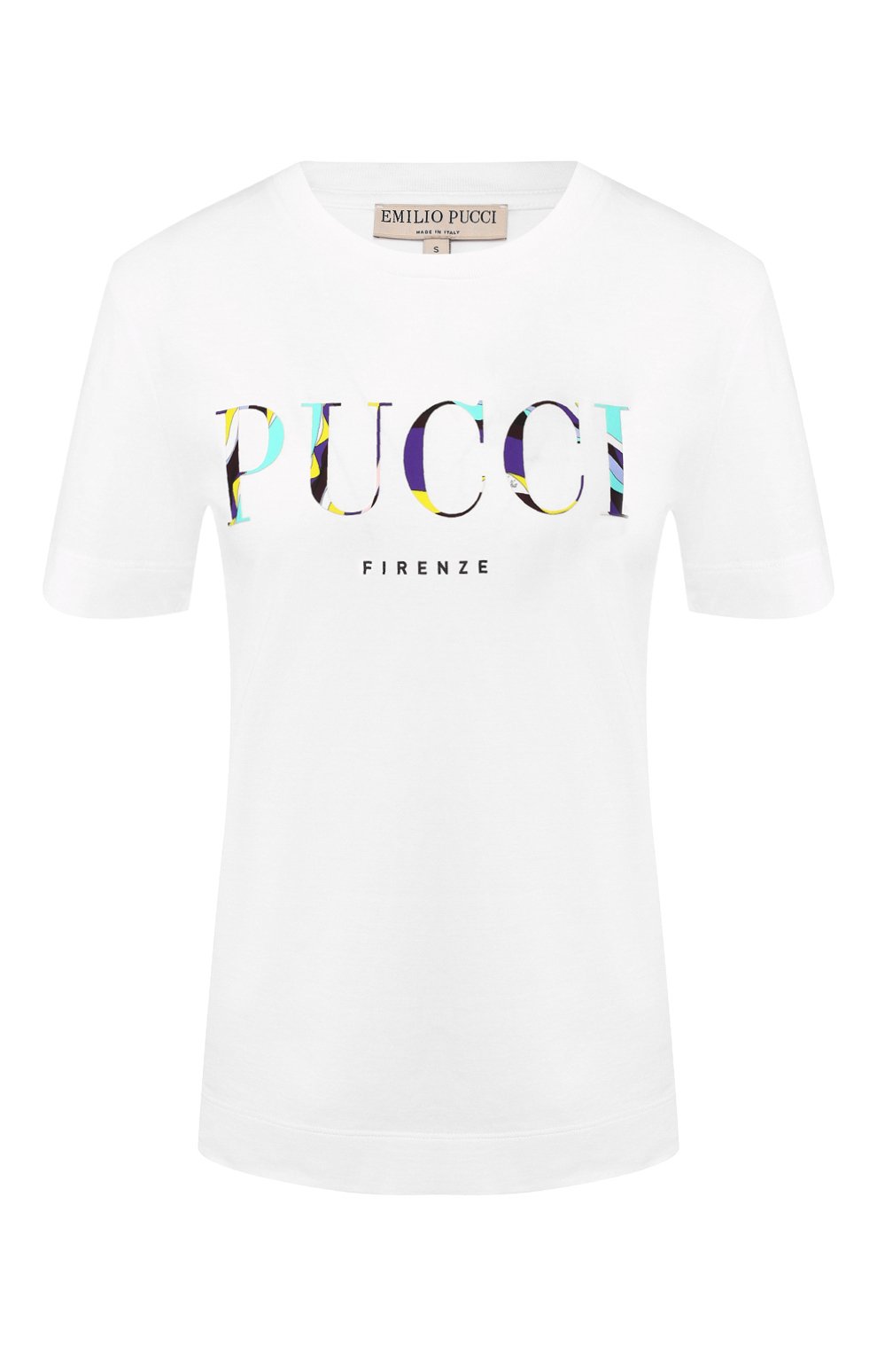 Хлопковая футболка EMILIO PUCCI белого цвета по цене 18900 руб., арт. 9RJP73/9R985, фото 1 Хлопковая футболка EMILIO PUCCI, арт. 9RJP73/9R985, фото 1