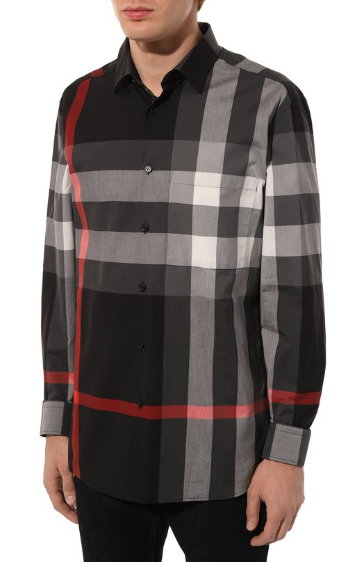 Хлопковая рубашка Burberry 8075784/146512 Серый  8075784/146512 Фото 3