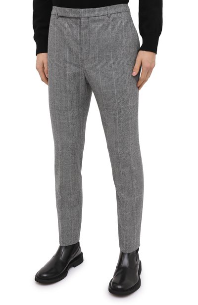 Шерстяные брюки SAINT LAURENT серого цвета по цене 112500 руб., арт. 596927/Y1B54, фото 3 Шерстяные брюки SAINT LAURENT, арт. 596927/Y1B54, фото 3
