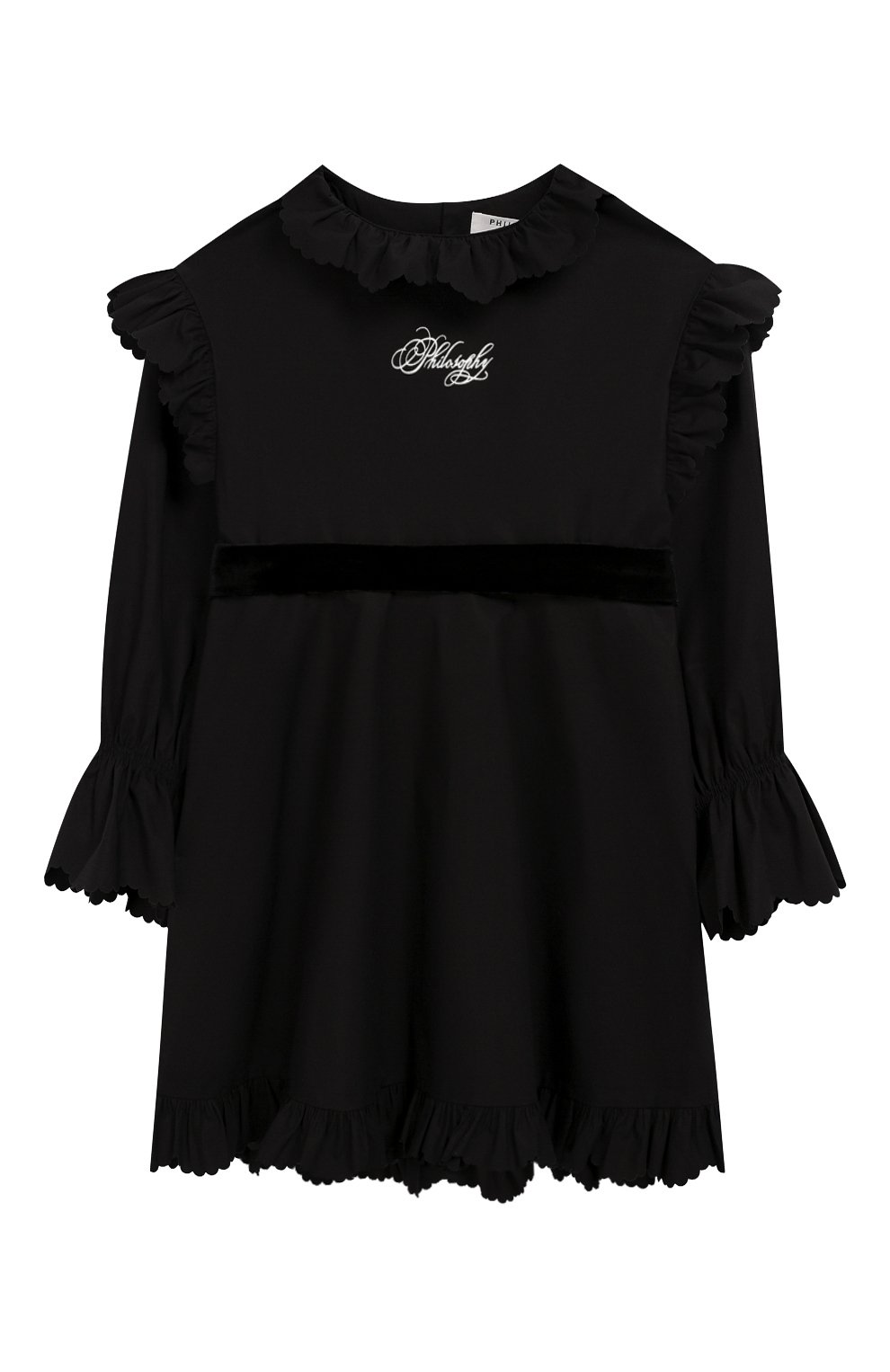 Хлопковое платье с поясом PHILOSOPHY DI LORENZO SERAFINI KIDS, арт. PJAB43/CA241/UH015/L-XL, фото 1