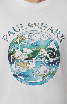 Мужская хлопковая футболка PAUL&SHARK белого цвета, арт. 24411137 | Фото 5 (Рукава: Короткие; Длина (для топов): Стандартные; Принт: С принтом; Материал сплава: Проставлено; Материал внешний: Хлопок; Драгоценные камни: Проставлено; Стили: Кэжуэл)