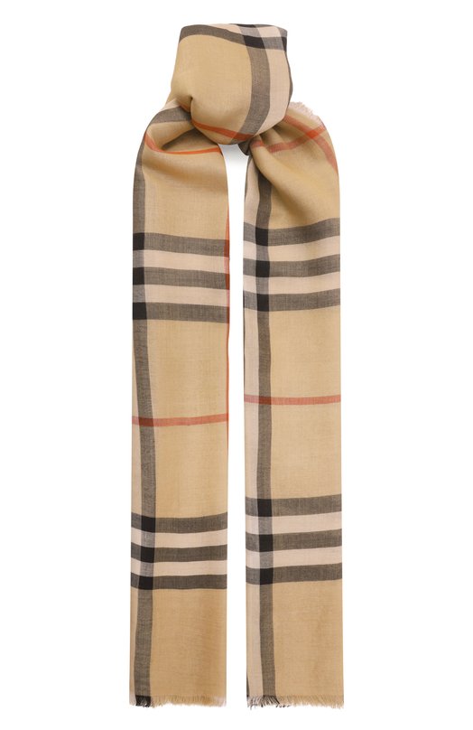 Шарф из шерсти и шелка Burberry 8097026 Бежевый 8097026