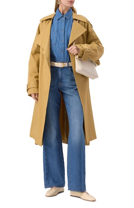 Женские джинсы tess trouser 7 FOR ALL MANKIND синего цвета, арт. 7U660U03P0X | Фото 2 (Длина (брюки, джинсы): Стандартные; Материал сплава: Проставлено; Материал внешний: Лен, Хлопок; Драгоценные камни: Проставлено)