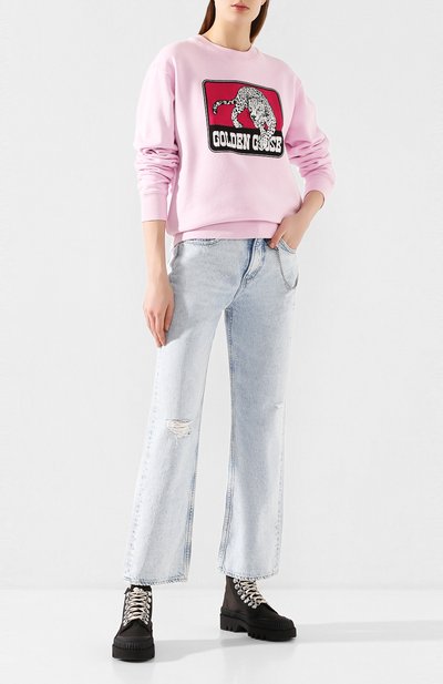 Хлопковый свитшот GOLDEN GOOSE DELUXE BRAND розового цвета по цене 33650 руб., арт. G36WP029.S4, фото 2 Хлопковый свитшот GOLDEN GOOSE DELUXE BRAND, арт. G36WP029.S4, фото 2