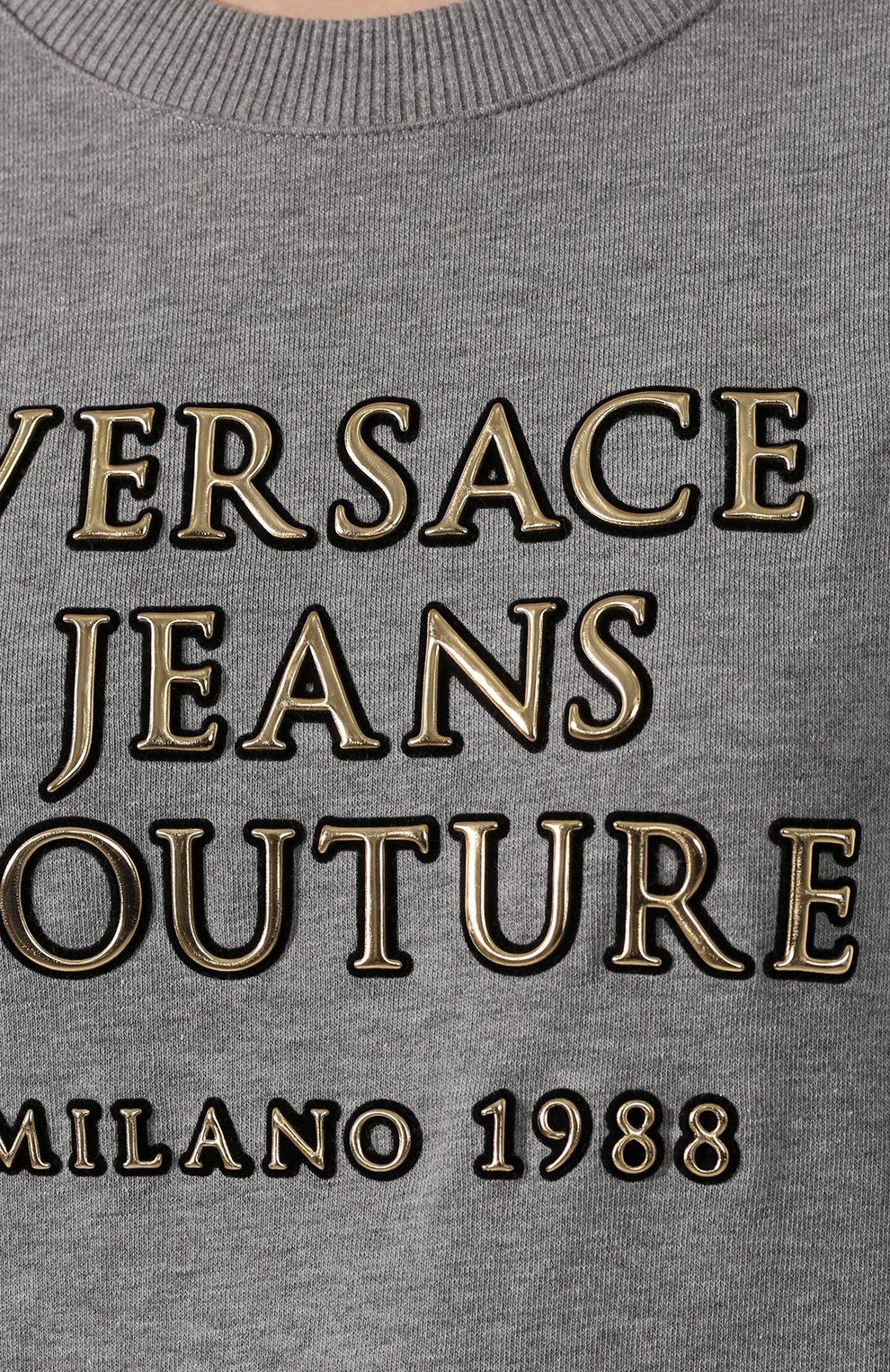 Хлопковый свитшот VERSACE JEANS COUTURE серого цвета по цене 15950 руб., арт. B6HUA774-UDP309 9B/30221, фото 5 Хлопковый свитшот VERSACE JEANS COUTURE, арт. B6HUA774-UDP309 9B/30221, фото 5