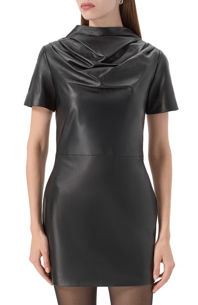 Кожаное платье GIUSEPPE DI MORABITO черного цвета по цене 127500 руб., арт. 05FWDR454P 05351, фото 3 Кожаное платье GIUSEPPE DI MORABITO, арт. 05FWDR454P 05351, фото 3