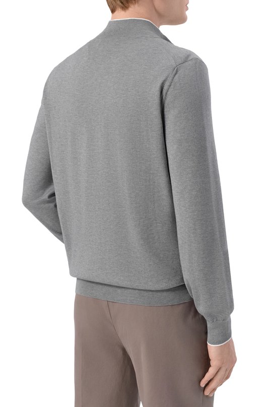 Джемпер из хлопка и кашемира Brunello Cucinelli MIS806004 Серый  MIS806004 Фото 4