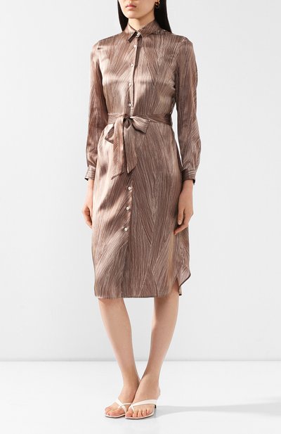 Шелковое платье KITON коричневого цвета по цене 129500 руб., арт. D49353K09S83, фото 3 Шелковое платье KITON, арт. D49353K09S83, фото 3