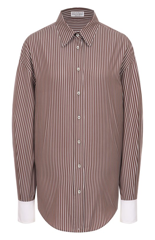 Рубашка из хлопка и шелка Brunello Cucinelli MA794NM116 Коричневый MA794NM116