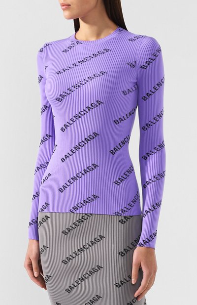 Пуловер с логотипом бренда BALENCIAGA сиреневого цвета по цене 99500 руб., арт. 555321/T6140, фото 3 Пуловер с логотипом бренда BALENCIAGA, арт. 555321/T6140, фото 3