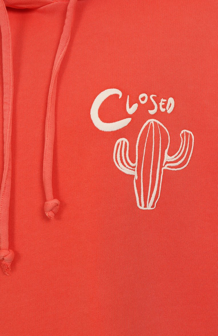 Женский хлопковое худи CLOSED красного цвета, арт. C95759-46Y-AM | Фото 6 (Рукава: Длинные; Автоматизация ТО: Проставлено; Материал внешний: Хлопок; Длина (для топов): Стандартные; Автоматизация состава: Проставлено; Стили: Кэжуэл; Женское Кросс-КТ: Худи-одежда)