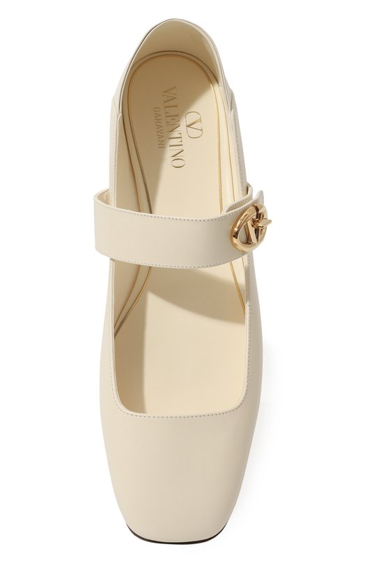 Кожаные балетки VLogo Locker Valentino 5W2S0JV2/EEY Кремовый  5W2S0JV2/EEY Фото 6