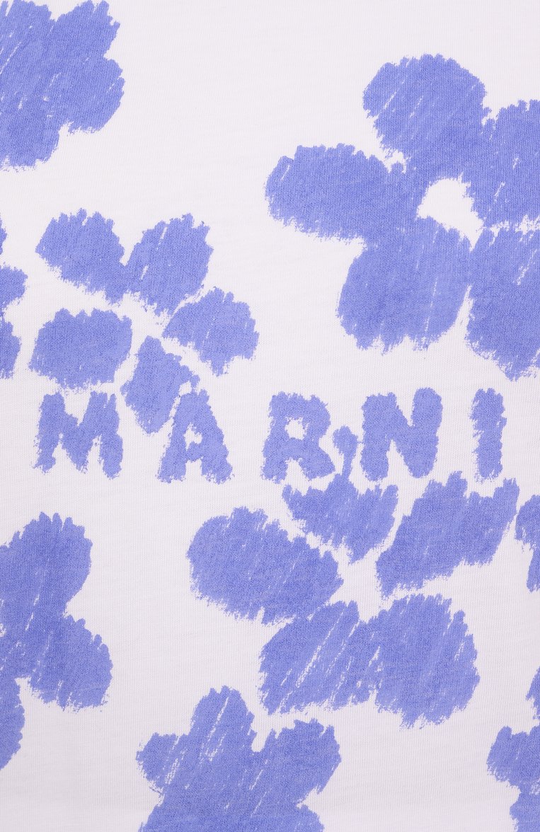 Женская хлопковая футболка MARNI белого цвета, арт. THJET49P09/USCX40 | Фото 6 (Принт: С принтом; Рукава: Короткие; Длина (для топов): Стандартные; Материал внешний: Хлопок; Стили: Кэжуэл)