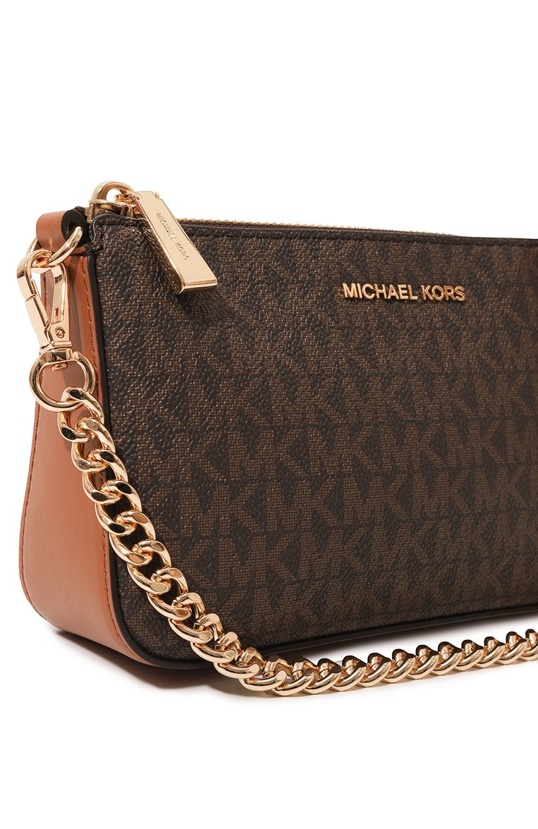 Женская сумка jet set medium MICHAEL MICHAEL KORS коричневого цвета, арт. 32F1GJ6W6B | Фото 3 (Размер: medium; Материал сплава: Проставлено; Драгоценные камни: Проставлено; Материал: Экокожа)