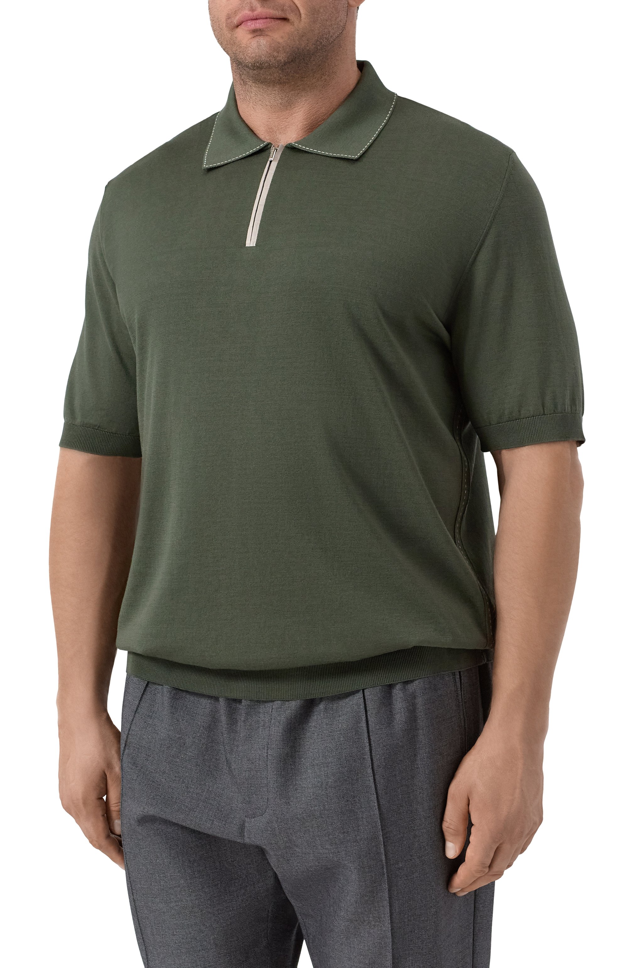 Поло с отделкой из кожи аллигатора ZILLI, арт. KZP002M0143VRIS00/62-64, фото 3