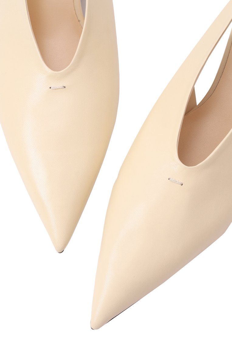 Женские кожаные туфли JIL SANDER кремового цвета, арт. J15WP0128/P8226 | Фото 7 (Подошва: Плоская; Каблук высота: Низкий; Драгоценные камни: Проставлено; Материал внешний: Натуральная кожа; Материал внутренний: Натуральная кожа; Материал сплава: Проставлено; Женское Кросс-КТ: Слингбэки; Каблук тип: Kitten heel)
