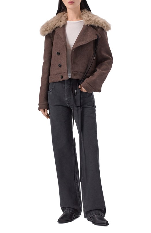 Шерстяная куртка Ann Demeulemeester B0013589/FA674 Коричневый  B0013589/FA674 Фото 2