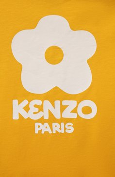 Детское хлопковое платье KENZO желтого цвета, арт. K60210/3-5 | Фото 3 (Материал сплава: Проставлено; Рукава: Короткие; Драгоценные камни: Проставлено; Материал внешний: Хлопок; Случай: Повседневный; Девочки Кросс-КТ: Платье-одежда)
