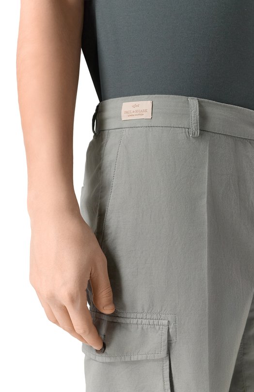 Шорты из хлопка и льна Paul&Shark 26414035 Хаки  26414035 Фото 5