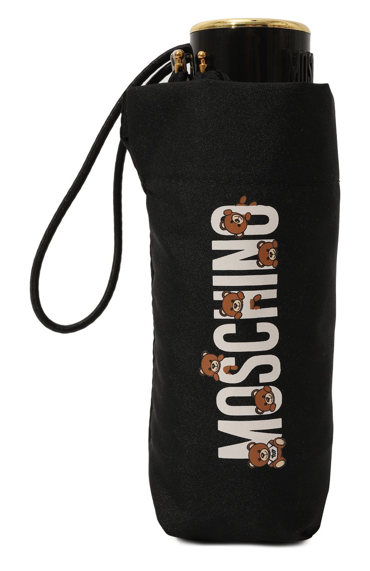 Женский складной зонт MOSCHINO черного цвета, арт. 8432-SUPERMINI | Фото 4 (Материал: Текстиль, Металл, Синтетический материал; Нос: Не проставлено)