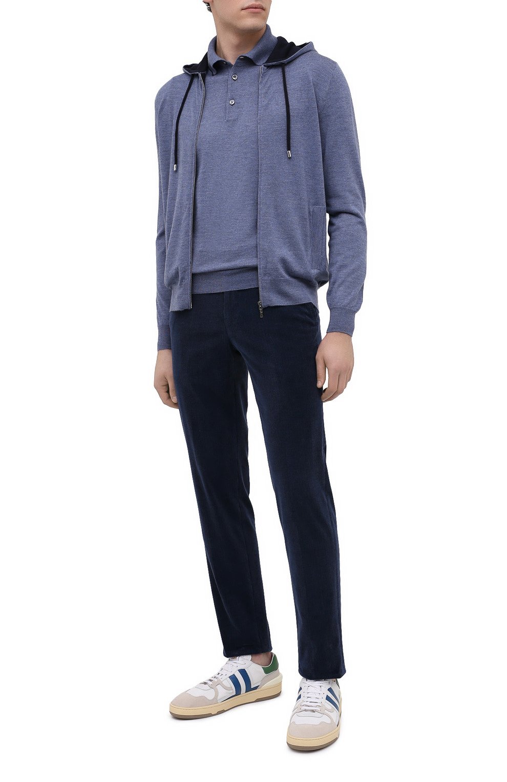 Поло из шерсти и кашемира FIORONI голубого цвета по цене 61950 руб., арт. MK00T0C1, фото 2 Поло из шерсти и кашемира FIORONI, арт. MK00T0C1, фото 2