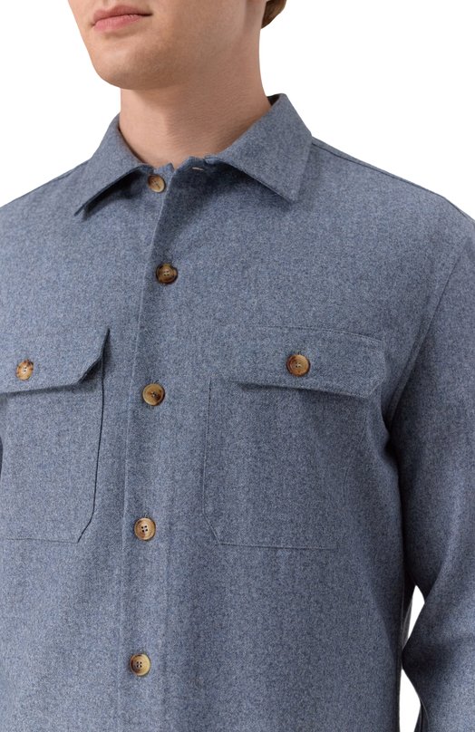 Шерстяная рубашка Brunello Cucinelli M038P0720 Голубой  M038P0720 Фото 5