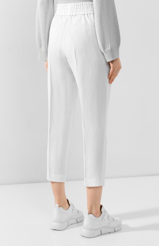 Брюки из смеси вискозы и льна Brunello Cucinelli MH126P7197 Белый  MH126P7197 Фото 4