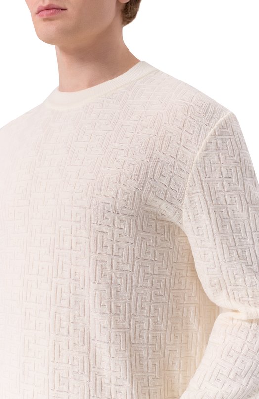 Джемпер из шерсти и льна Balmain GH1KD000/KI03 Кремовый  GH1KD000/KI03 Фото 5