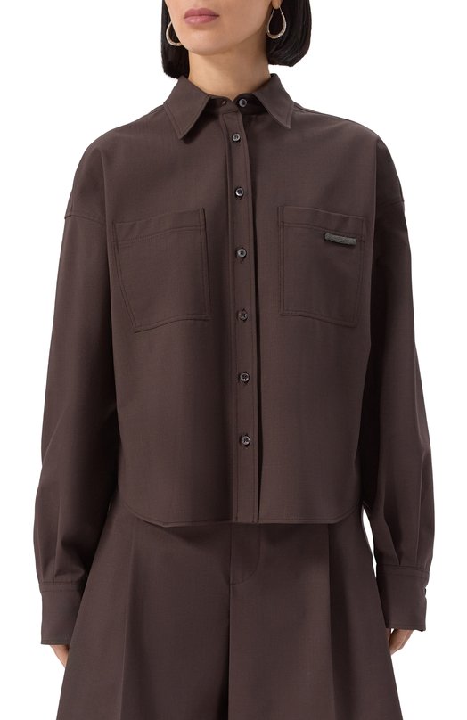 Шерстяная рубашка Brunello Cucinelli MPW07NB206 Коричневый  MPW07NB206 Фото 3