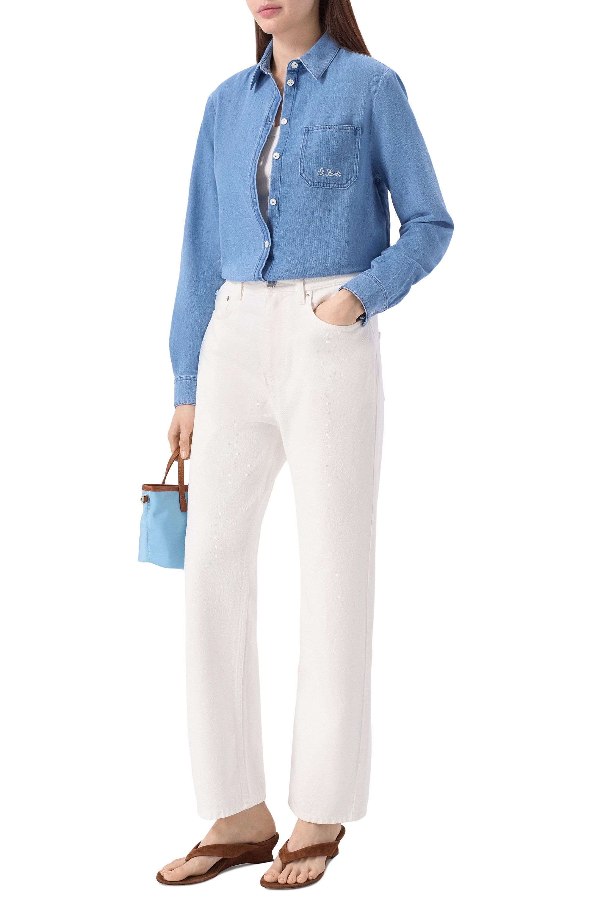 Джинсовая рубашка MC2 SAINT BARTH голубого цвета по цене 26350 руб., арт. MDH002-00165L/MEREDITH DENIM, фото 2 Джинсовая рубашка MC2 SAINT BARTH, арт. MDH002-00165L/MEREDITH DENIM, фото 2
