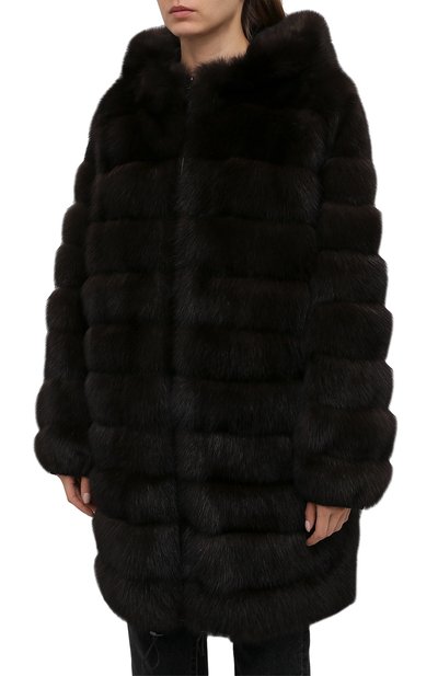 Двусторонняя шуба из меха соболя MANZONI24, арт. 21M551-ZNY/EXTRA DARK/48-52, фото 3