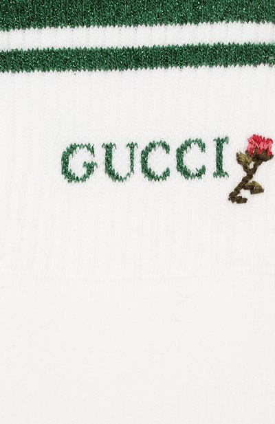 Хлопковые носки GUCCI белого цвета по цене 17280 руб., арт. 579316/3GD70, фото 2 Хлопковые носки GUCCI, арт. 579316/3GD70, фото 2