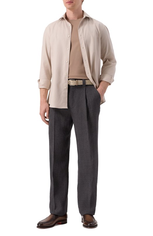 Хлопковая сорочка Brunello Cucinelli MW6041718 Бежевый  MW6041718 Фото 2