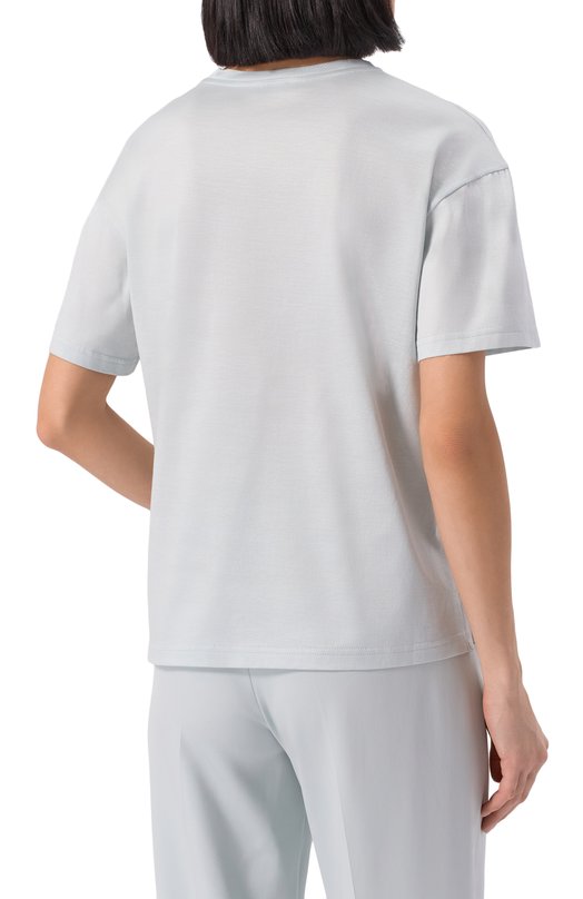 Футболка из шелка и хлопка Kiton D59420K0925F01 Голубой  D59420K0925F01 Фото 4