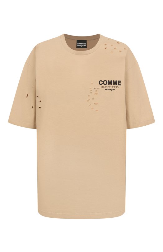 Хлопковая футболка Comme des Fuckdown CFABW01310 Бежевый CFABW01310