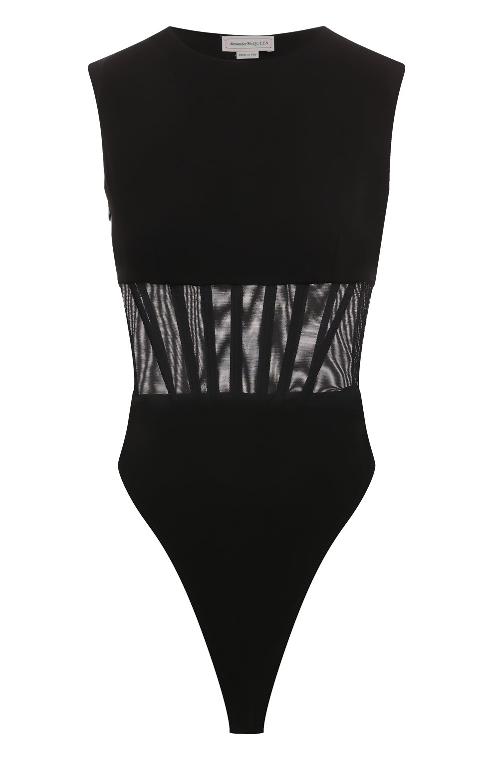Боди из вискозы ALEXANDER MCQUEEN черного цвета по цене 131000 руб., арт. 753598, фото 1 Боди из вискозы ALEXANDER MCQUEEN, арт. 753598, фото 1