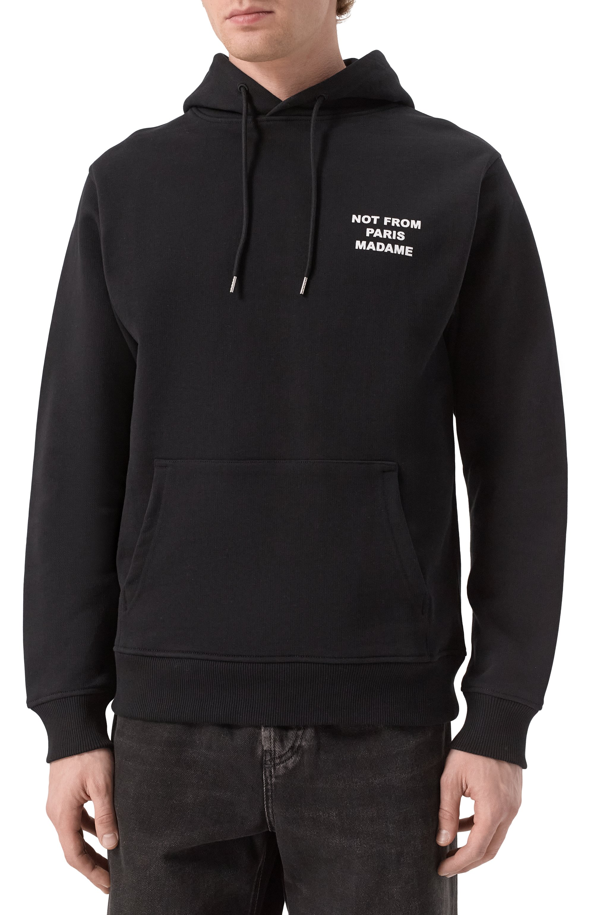 Хлопковое худи DROLE DE MONSIEUR черного цвета по цене 31400 руб., арт. PERM-H0162-C0127-BL, фото 3 Хлопковое худи DROLE DE MONSIEUR, арт. PERM-H0162-C0127-BL, фото 3