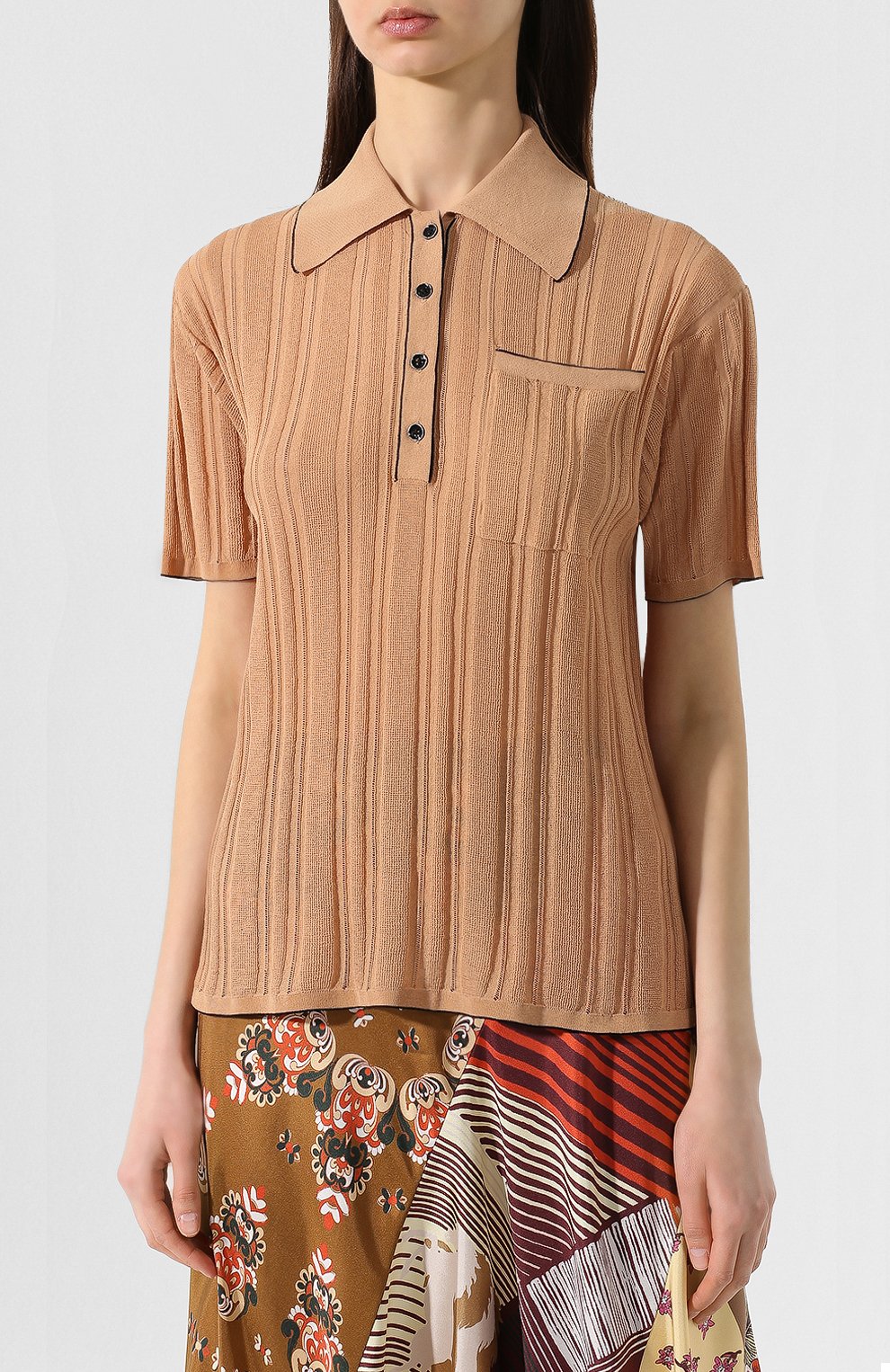 Хлопковое поло ACNE STUDIOS коричневого цвета по цене 24600 руб., арт. A60071, фото 3 Хлопковое поло ACNE STUDIOS, арт. A60071, фото 3