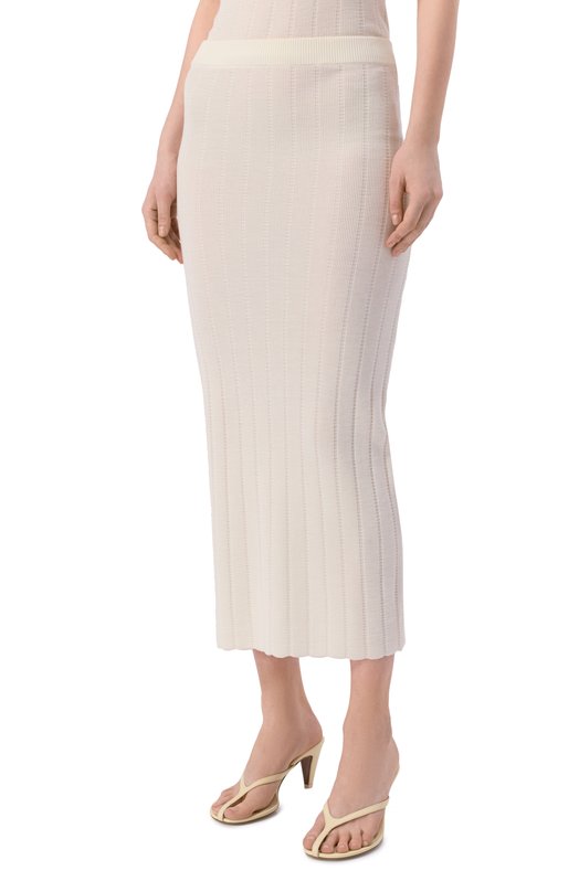 Шерстяная юбка Yuzefi SERAPHINE-TUCKSTITCH MAXI SKIRT/KNIT Кремовый  SERAPHINE-TUCKSTITCH MAXI SKIRT/KNIT Фото 3