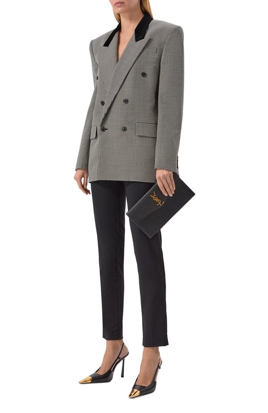 Шерстяной жакет Saint Laurent 766163/Y7E60 Серый  766163/Y7E60 Фото 2