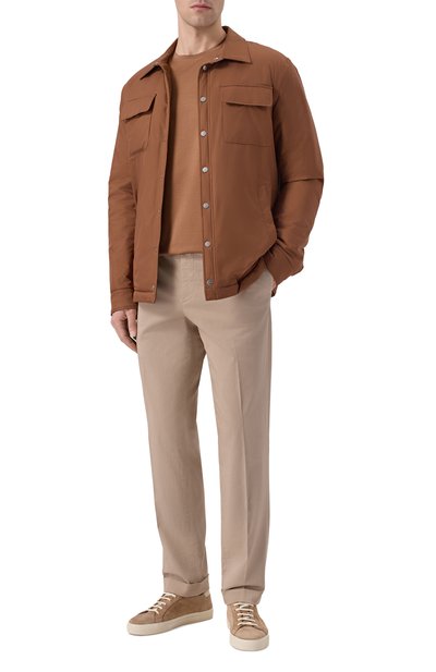 Хлопковая футболка CORNELIANI коричневого цвета по цене 33650 руб., арт. 27G500/2725000, фото 2 Хлопковая футболка CORNELIANI, арт. 27G500/2725000, фото 2