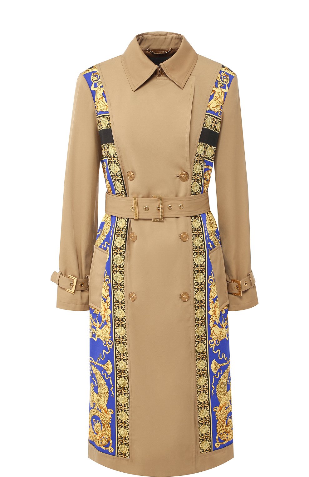 Двубортное пальто из смеси хлопка и шелка с поясом VERSACE, арт. A80526/A226862, фото 1