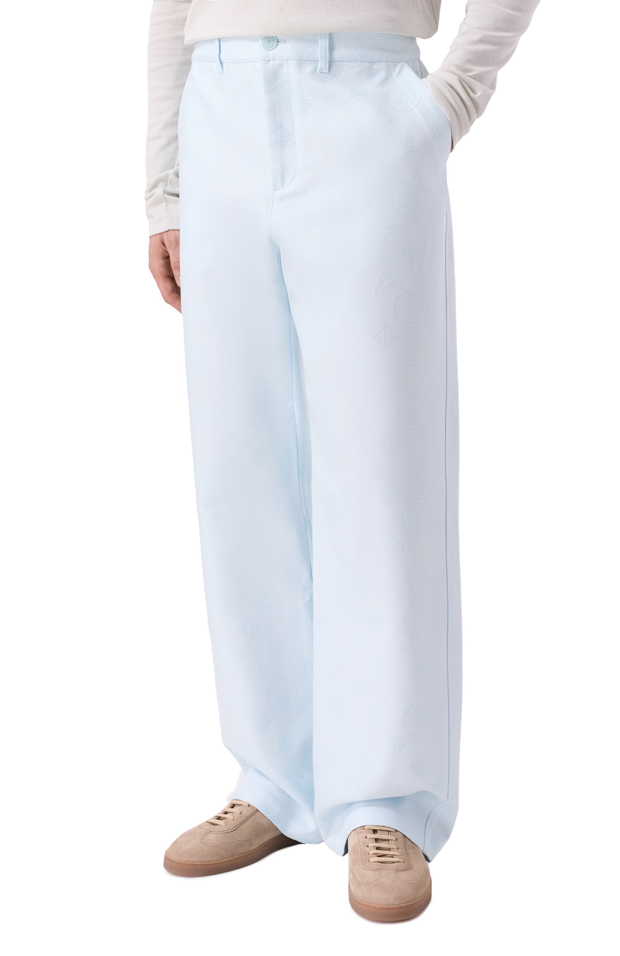 Хлопковые брюки CASABLANCA светло-голубого цвета по цене 121500 руб., арт. M-AW25-TR-350-01, фото 3 Хлопковые брюки CASABLANCA, арт. M-AW25-TR-350-01, фото 3