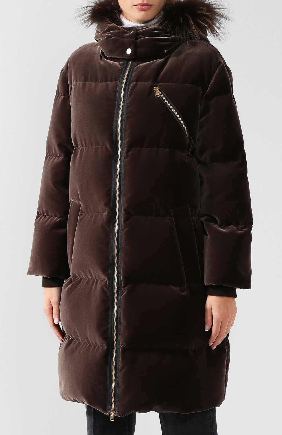  Хлопковый пуховик с меховой отделкой капюшона BRUNELLO CUCINELLI, арт. MA5939302, фото 3
