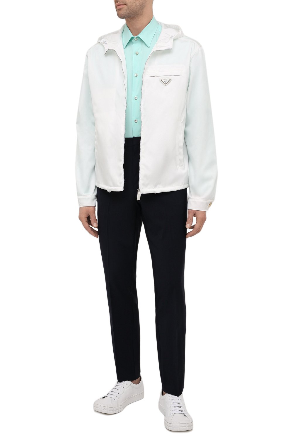 Хлопковая рубашка PRADA зеленого цвета по цене 65000 руб., арт. UCN122-F62-F064W-172, фото 2 Хлопковая рубашка PRADA, арт. UCN122-F62-F064W-172, фото 2
